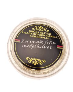 Gröna pimientofyllda oliver, 200g