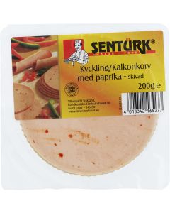 Kyckling/kalkonkorv paprika skivad, 200g