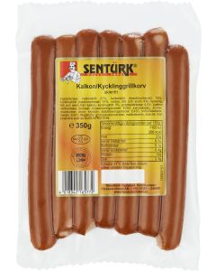 Kalkon/kycklinggrillkorv skinnfri, 350g