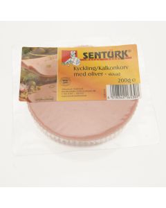 Kalkon/kycklingkorv oliv, 200g
