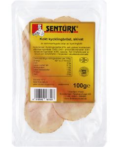 Kokt kycklingbröstfilé skivad, 100g